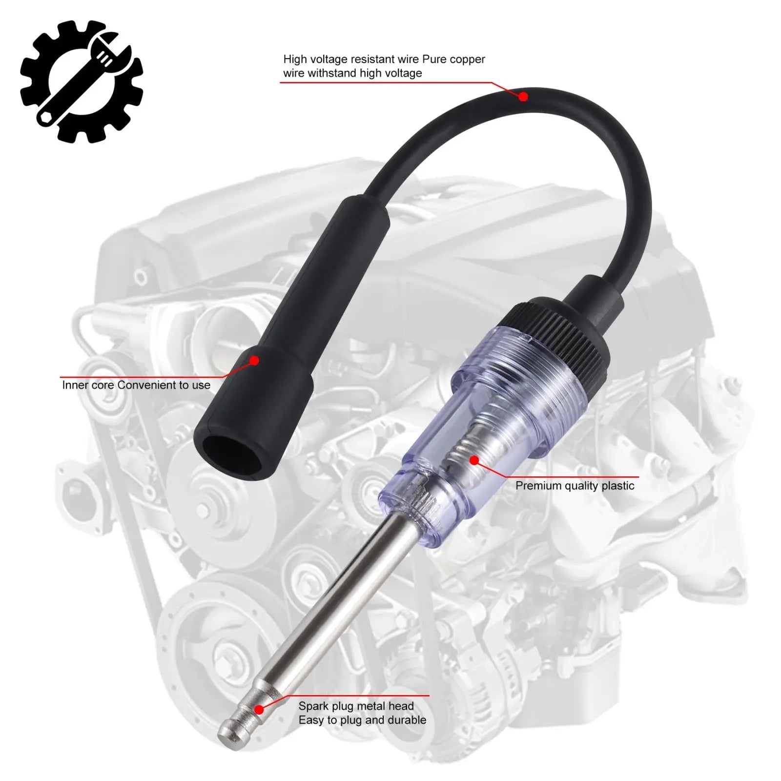 Inline Spark Tester, Straight Boot Ignition Tester Plug Engine Ignition, Pick up Coil/Armature Diagnostic Detector Tool for Automotive/Car/Lawnmower Fathersdaygift