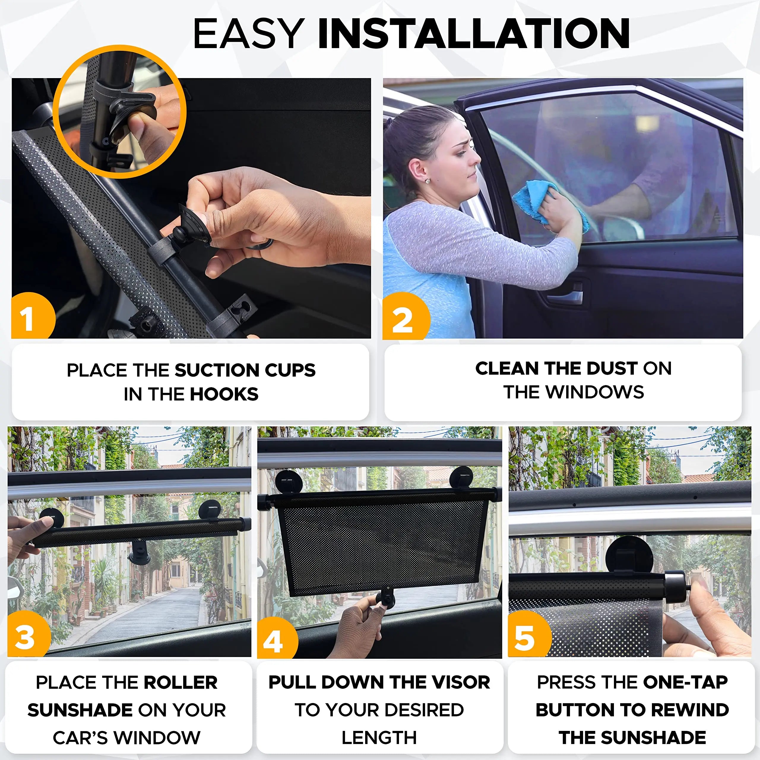 Econour Exterior Car Window Sunshade Cover (2 Pack, 18"X20") - Anti-Uv Side Window Sunshade, Uv-Protective Automotive Exterior Blocking Accessory, Sun Shade Cover