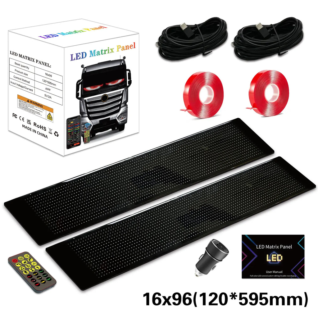 Programmable LED Car Display - Scrolling Matrix Sign, APP & Remote Control LED Devil'S Eyes Light for Windshield, 5V USB Programmable LED Waterproof Flexible Digital Display Signs, Remote APP Control Cool Decor for Cars/Truck