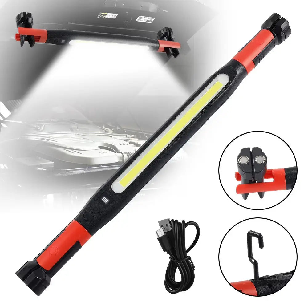 Under Hood Work Light 3000LM, 5200Mah Rechargeable Magnetic LED Light Bar with Hooks, 360° Rotating Portable Mechanic Light for Car Repair, Garage, Workshop & Emergency