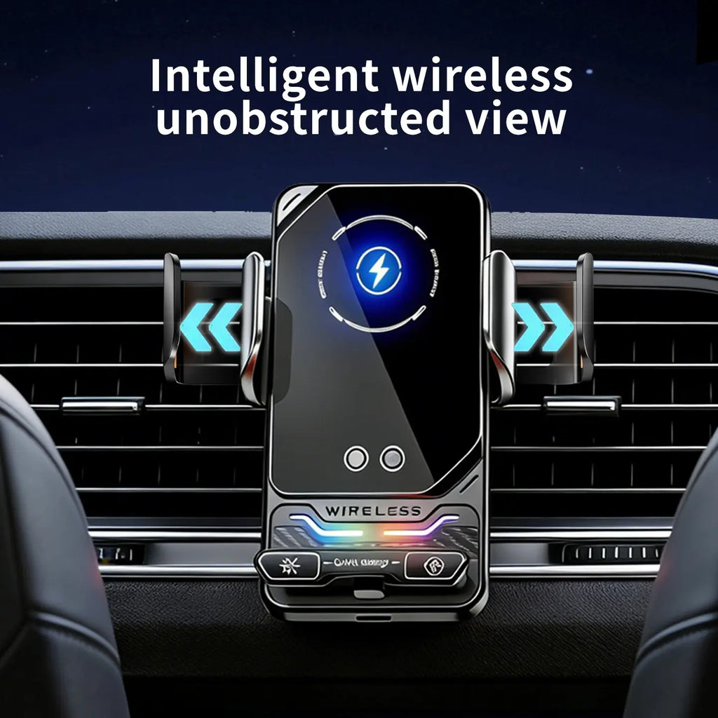 Car Wireless Charger Stand, Infrared Auto Clamping, 15W Fast Charging, Anti-Shake, Horizontal Vertical Rotation, Car Phone Holder, Super Fast Charging