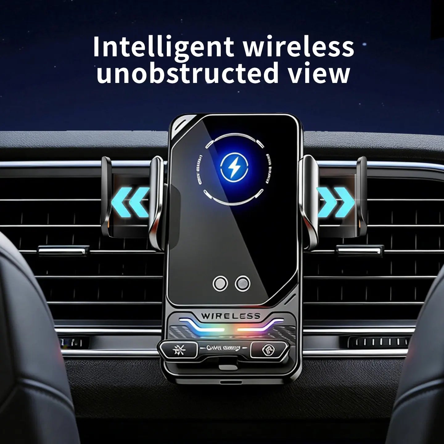 Car Wireless Charger Stand, Infrared Auto Clamping, 15W Fast Charging, Anti-Shake, Horizontal Vertical Rotation, Car Phone Holder, Super Fast Charging
