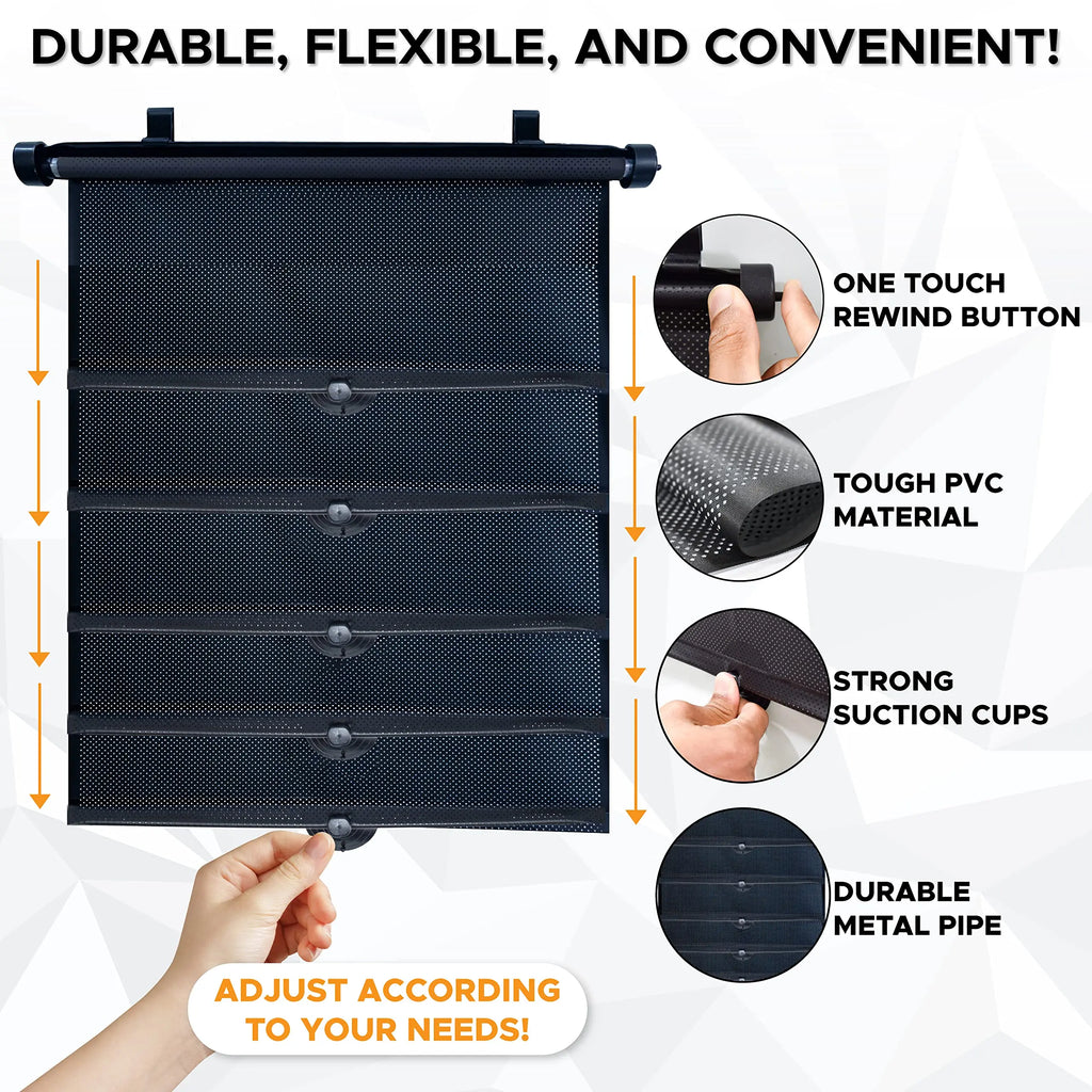 Econour Exterior Car Window Sunshade Cover (2 Pack, 18"X20") - Anti-Uv Side Window Sunshade, Uv-Protective Automotive Exterior Blocking Accessory, Sun Shade Cover