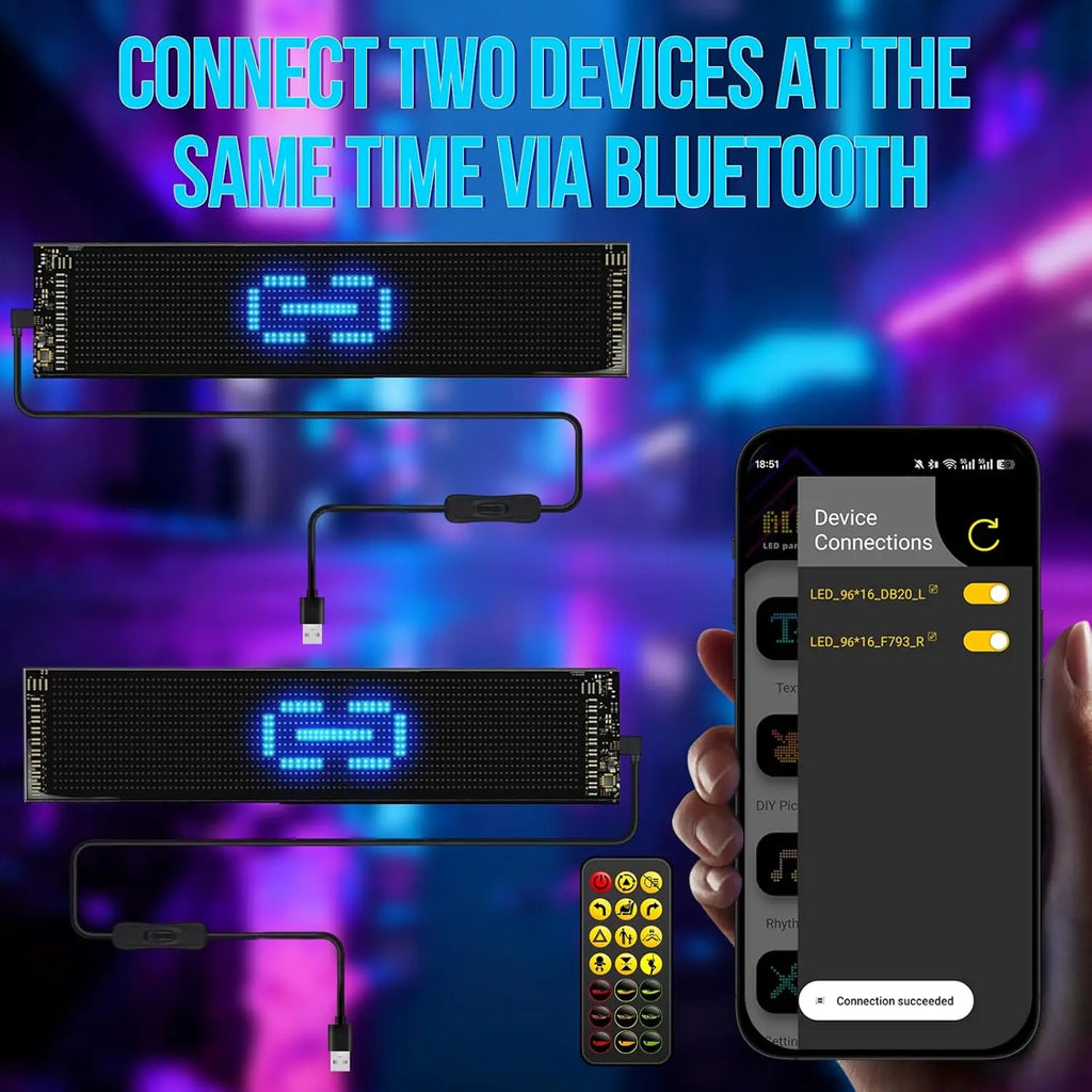 Programmable LED Car Display - Scrolling Matrix Sign, APP & Remote Control LED Devil'S Eyes Light for Windshield, 5V USB Programmable LED Waterproof Flexible Digital Display Signs, Remote APP Control Cool Decor for Cars/Truck