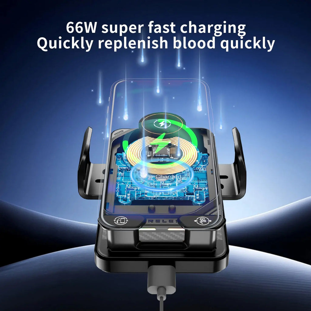 Car Wireless Charger Stand, Infrared Auto Clamping, 15W Fast Charging, Anti-Shake, Horizontal Vertical Rotation, Car Phone Holder, Super Fast Charging