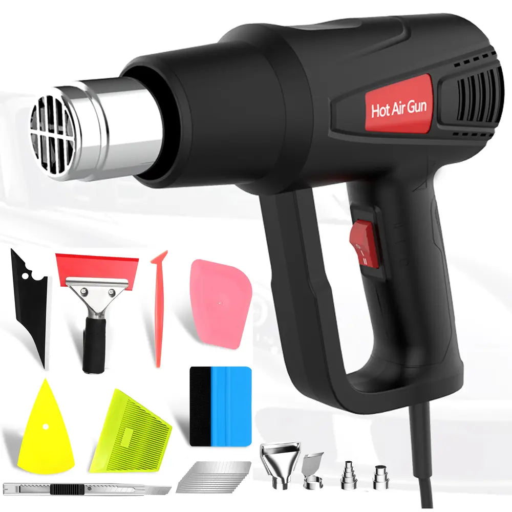 Heat Gun Set for Vinyl Wrap, Car Wrap Kit for Window Tint, Include Heat Gun, Plastic Felt Squeegees,Scraper Tool Kits for Car Film Installation,For DIY Craft Embossing Shrink Wrapping,Crafts,Shrinking Pvc,Stripping Paint