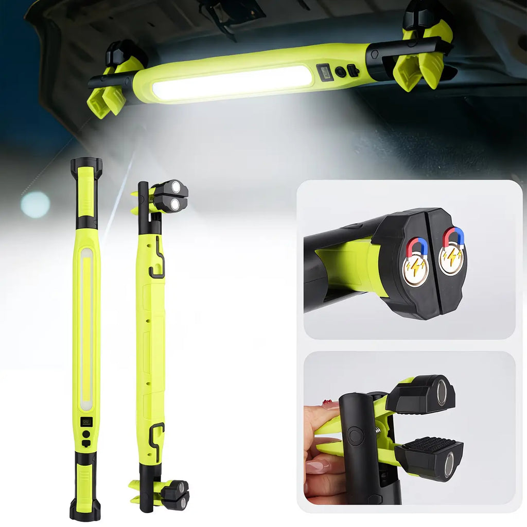 Under Hood Work Light 3000LM, 5200Mah Rechargeable Magnetic LED Light Bar with Hooks, 360° Rotating Portable Mechanic Light for Car Repair, Garage, Workshop & Emergency
