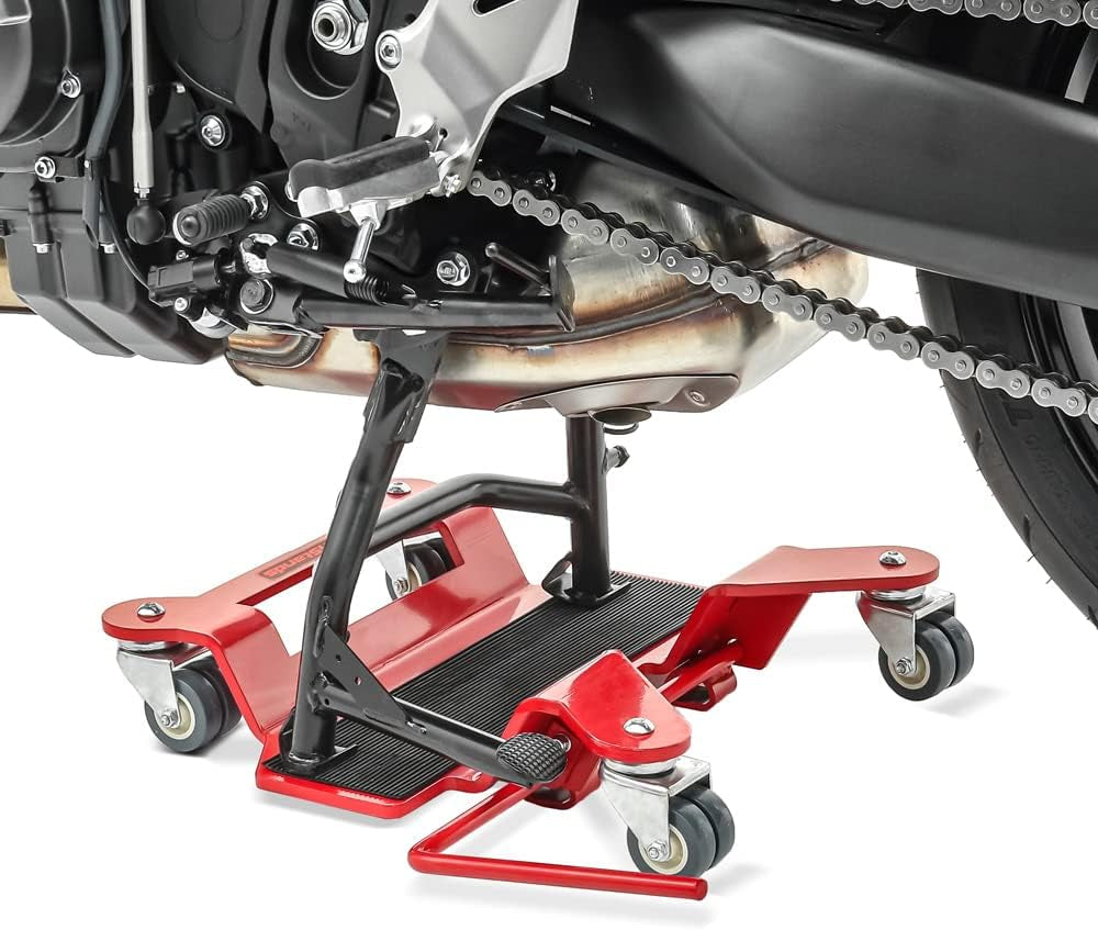 Peana Aparcamiento Moto  Por Caballete Central Rojo Compatible Para Moto Guzzi California, Nevada 750/850/ 1200, Norge GT 8V, Stelvio, V7, V7 Cafe Classic, V7 Classic, V7 Racer/Special/Sto