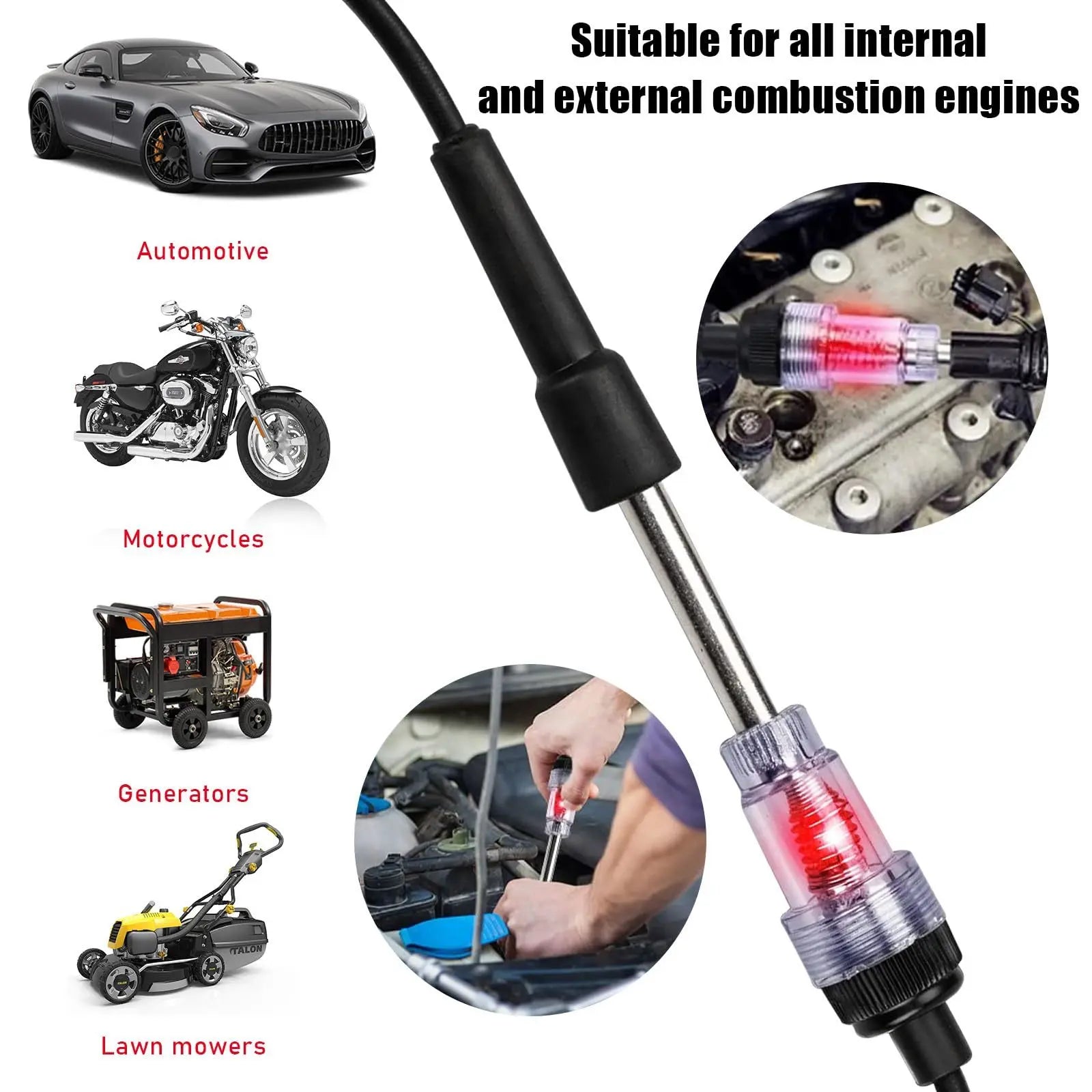 Inline Spark Tester, Straight Boot Ignition Tester Plug Engine Ignition, Pick up Coil/Armature Diagnostic Detector Tool for Automotive/Car/Lawnmower Fathersdaygift