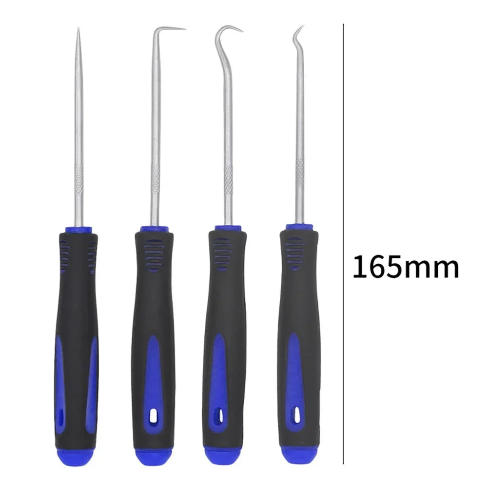 4Pcs Car Long Pick & Hook Set Gasket Puller Pick Tools for Removing Auto Oil Seal O-Ring Seal Tool Oil Sealers Screwdrivers Kit