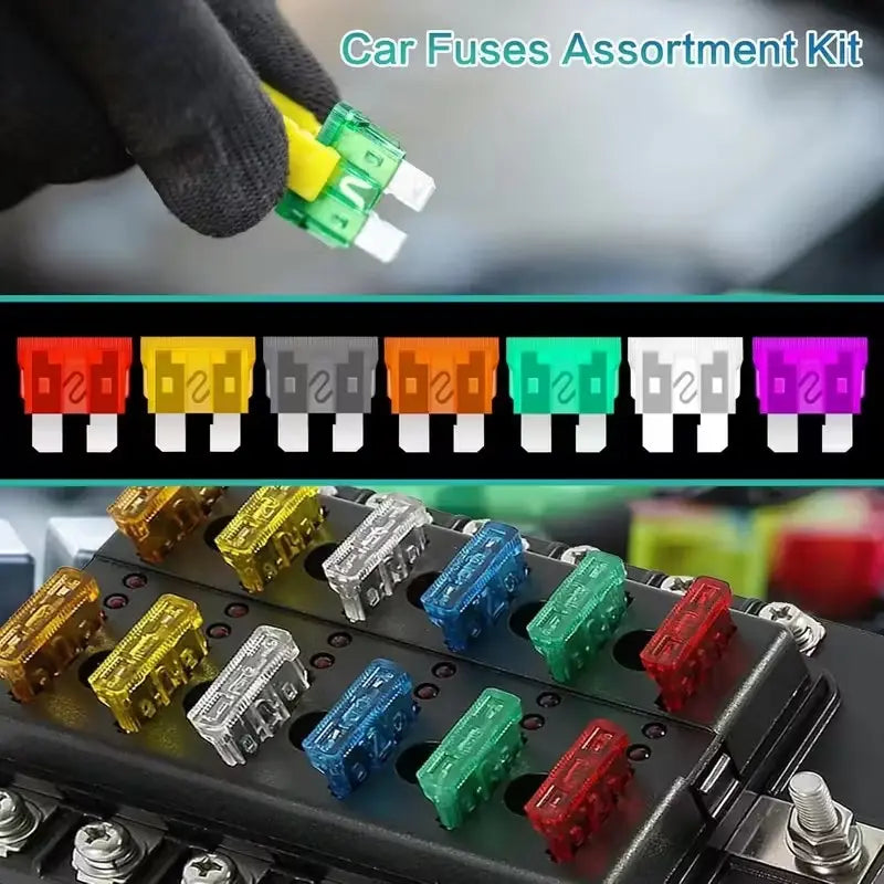 208Pcs Car Fuse Assortment Kit, Car Accessories, Replacement for Car/ RV/ Truck/ Motorcycle (2A-35A), Blade Fuse Inserts Suitable for All Models