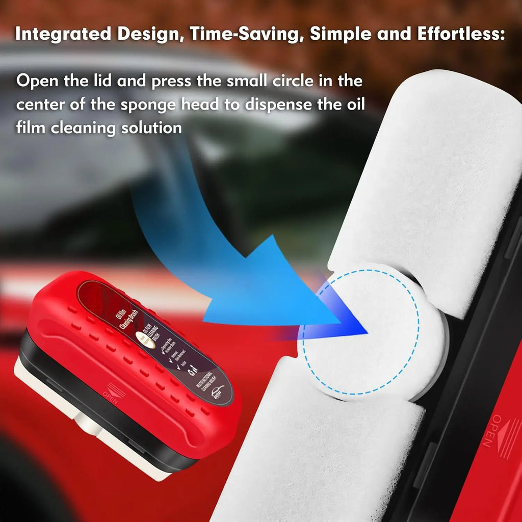 Automotive Oil Film Cleaning Brush, Anti-Rain Fog Car Glass Oil Film Cleaner, Car Windshield Cleaner for Improved Clarity and Visibility (1Pack)