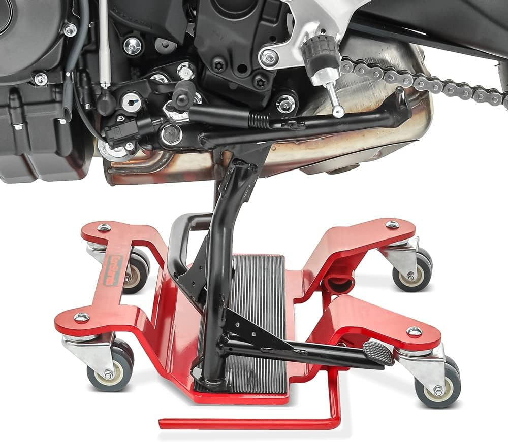 Peana Aparcamiento Moto  Por Caballete Central Rojo Compatible Para Moto Guzzi California, Nevada 750/850/ 1200, Norge GT 8V, Stelvio, V7, V7 Cafe Classic, V7 Classic, V7 Racer/Special/Sto