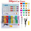 208Pcs Car Fuse Assortment Kit, Car Accessories, Replacement for Car/ RV/ Truck/ Motorcycle (2A-35A), Blade Fuse Inserts Suitable for All Models
