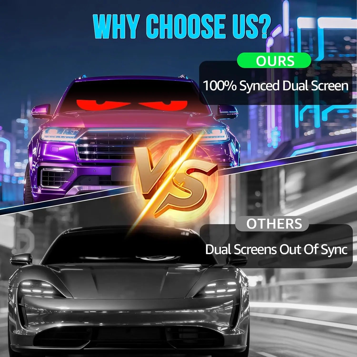 Programmable LED Car Display - Scrolling Matrix Sign, APP & Remote Control LED Devil'S Eyes Light for Windshield, 5V USB Programmable LED Waterproof Flexible Digital Display Signs, Remote APP Control Cool Decor for Cars/Truck