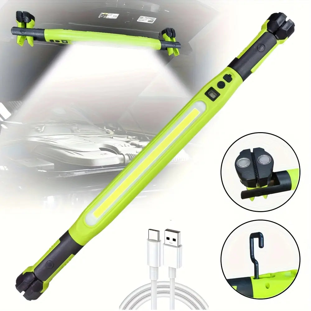 Under Hood Work Light 3000LM, 5200Mah Rechargeable Magnetic LED Light Bar with Hooks, 360° Rotating Portable Mechanic Light for Car Repair, Garage, Workshop & Emergency