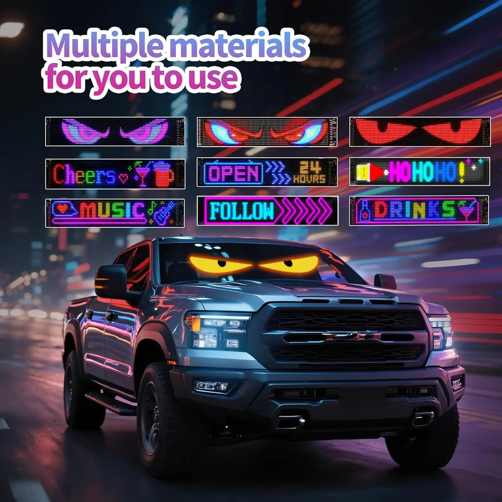 Programmable LED Car Display - Scrolling Matrix Sign, APP & Remote Control LED Devil'S Eyes Light for Windshield, 5V USB Programmable LED Waterproof Flexible Digital Display Signs, Remote APP Control Cool Decor for Cars/Truck