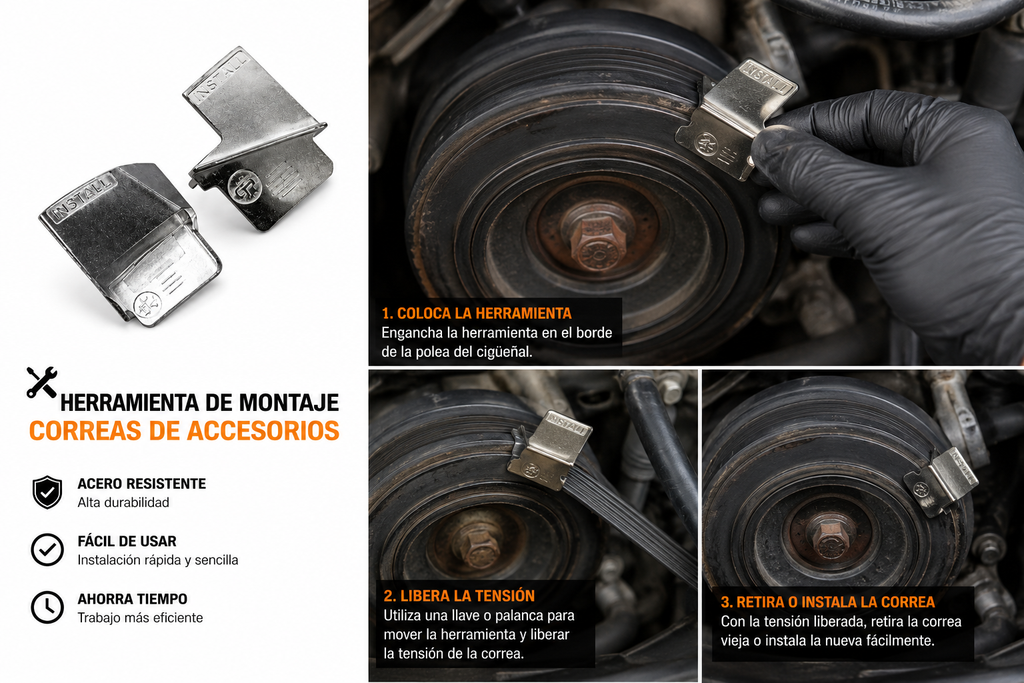 Kit de 2 útiles para la extracción y colocación de correas