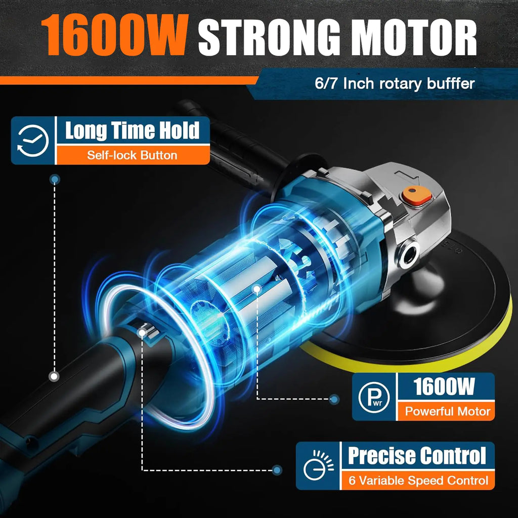1600W 6/7-Inch Rotary Car Buffer Polisher ，7-Speed (1000-3500 RPM) with Detachable Handle for Car, Boat Sanding, Polishing & Waxing Power Tool#Fathersdaygift Fathersdaygift