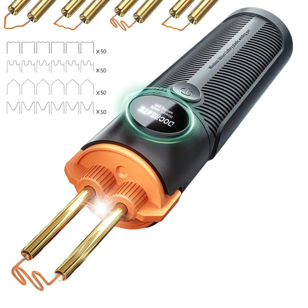 Handheld Plastic Welder Kit, Cordless Rechargeable Hot Stapler Plastic Welding Repair Tool with 4000Mah Battery, LED Light for Car Bumper, Dashboard