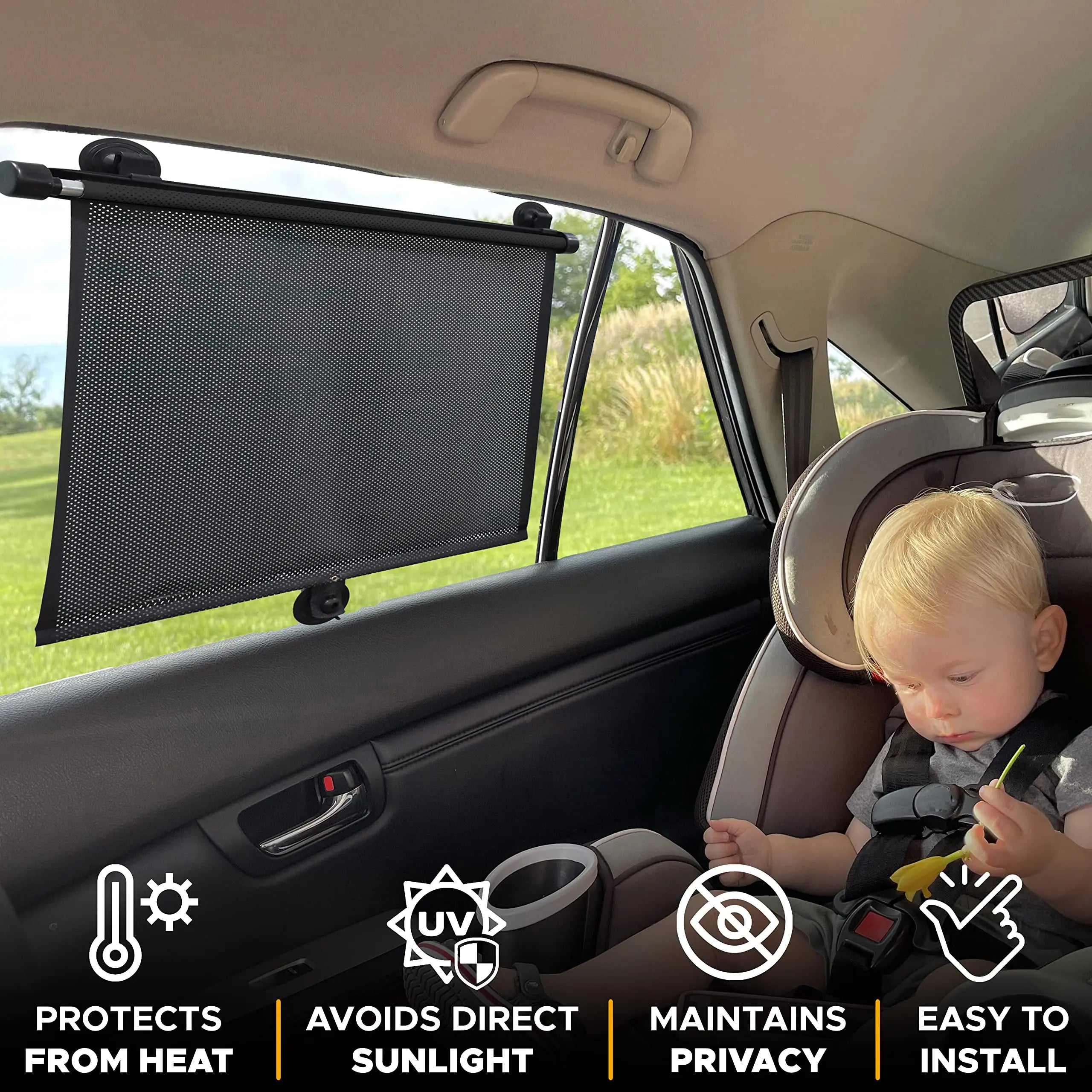 Econour Exterior Car Window Sunshade Cover (2 Pack, 18"X20") - Anti-Uv Side Window Sunshade, Uv-Protective Automotive Exterior Blocking Accessory, Sun Shade Cover